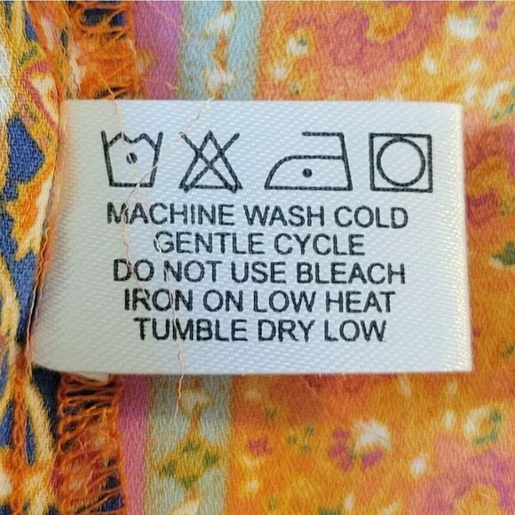 Cynthia Rowley Orange Patterned Tie Pleated Sleeveless Chiffon Blouse Size S - Picture 8 of 8